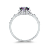 Floral Art Deco Wedding Engagement Ring Round Cubic Zirconia 925 Sterling Silver