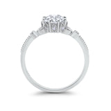 Floral Art Deco Wedding Engagement Ring Round Cubic Zirconia 925 Sterling Silver
