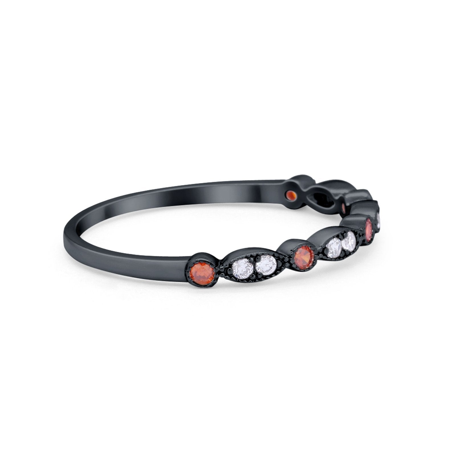 Half Eternity Wedding Ring Art Deco Simulated Cubic Zirconia 925 Sterling Silver