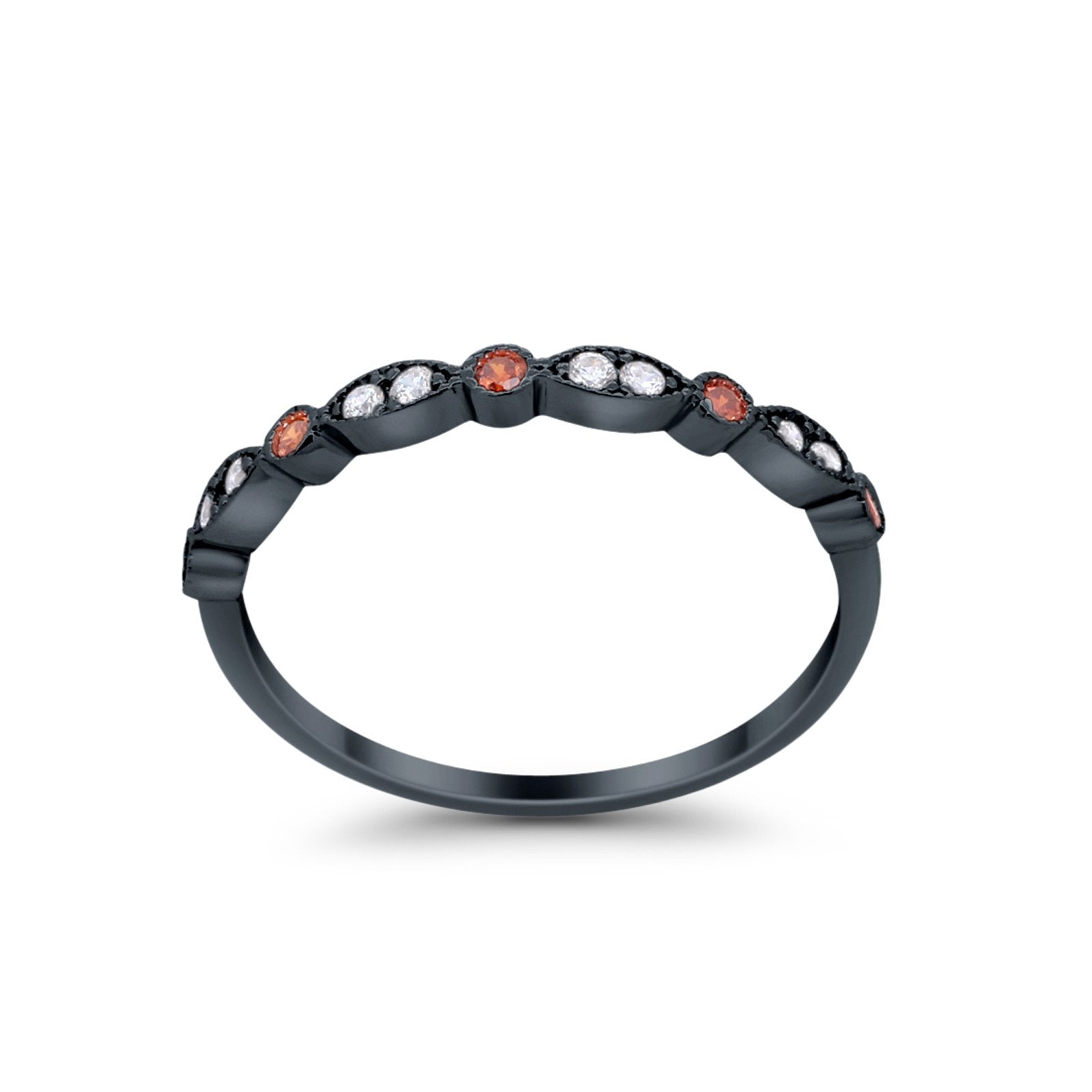 Half Eternity Wedding Ring Art Deco Simulated Cubic Zirconia 925 Sterling Silver