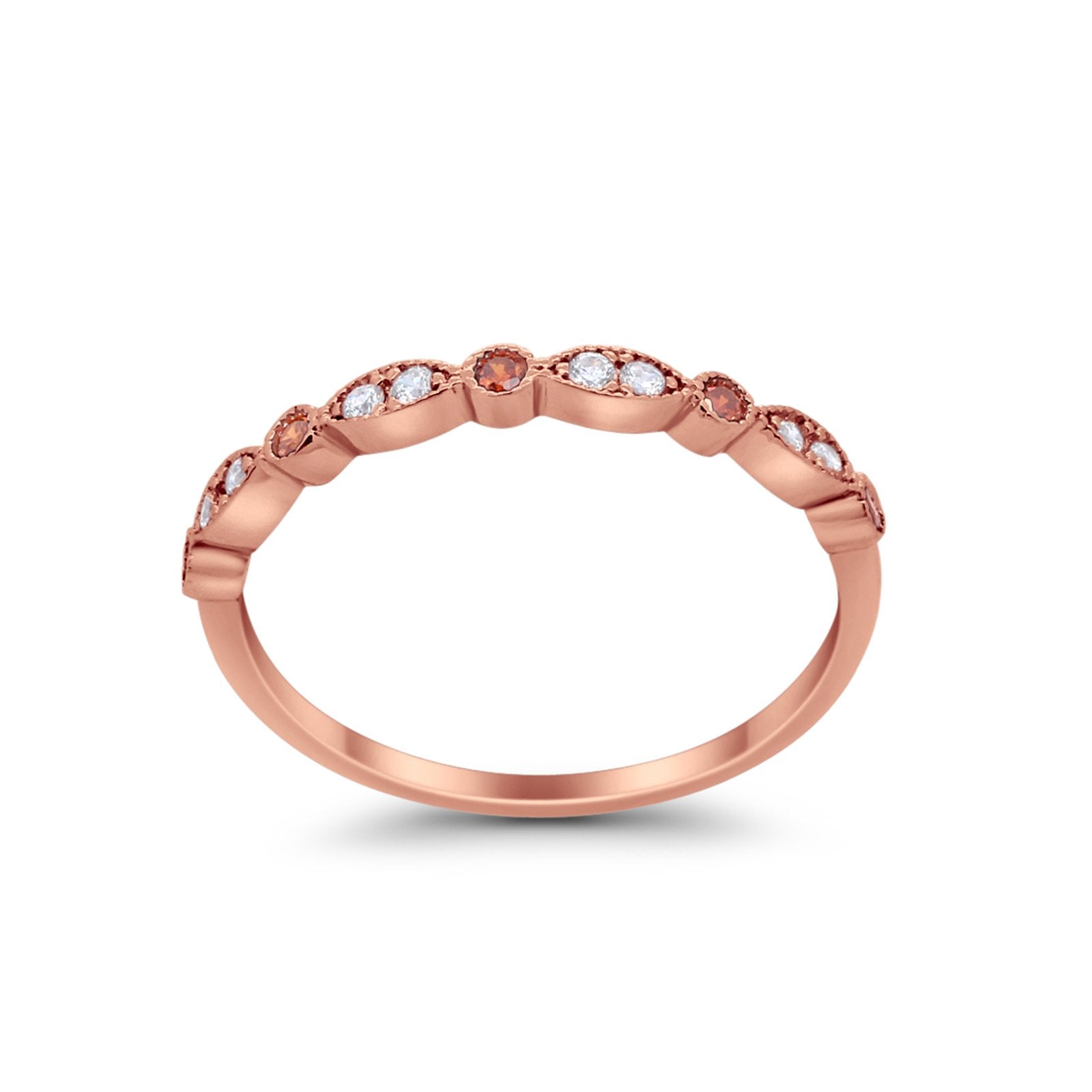 Half Eternity Wedding Ring Art Deco Simulated Cubic Zirconia 925 Sterling Silver