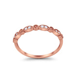 Half Eternity Wedding Ring Art Deco Simulated Cubic Zirconia 925 Sterling Silver