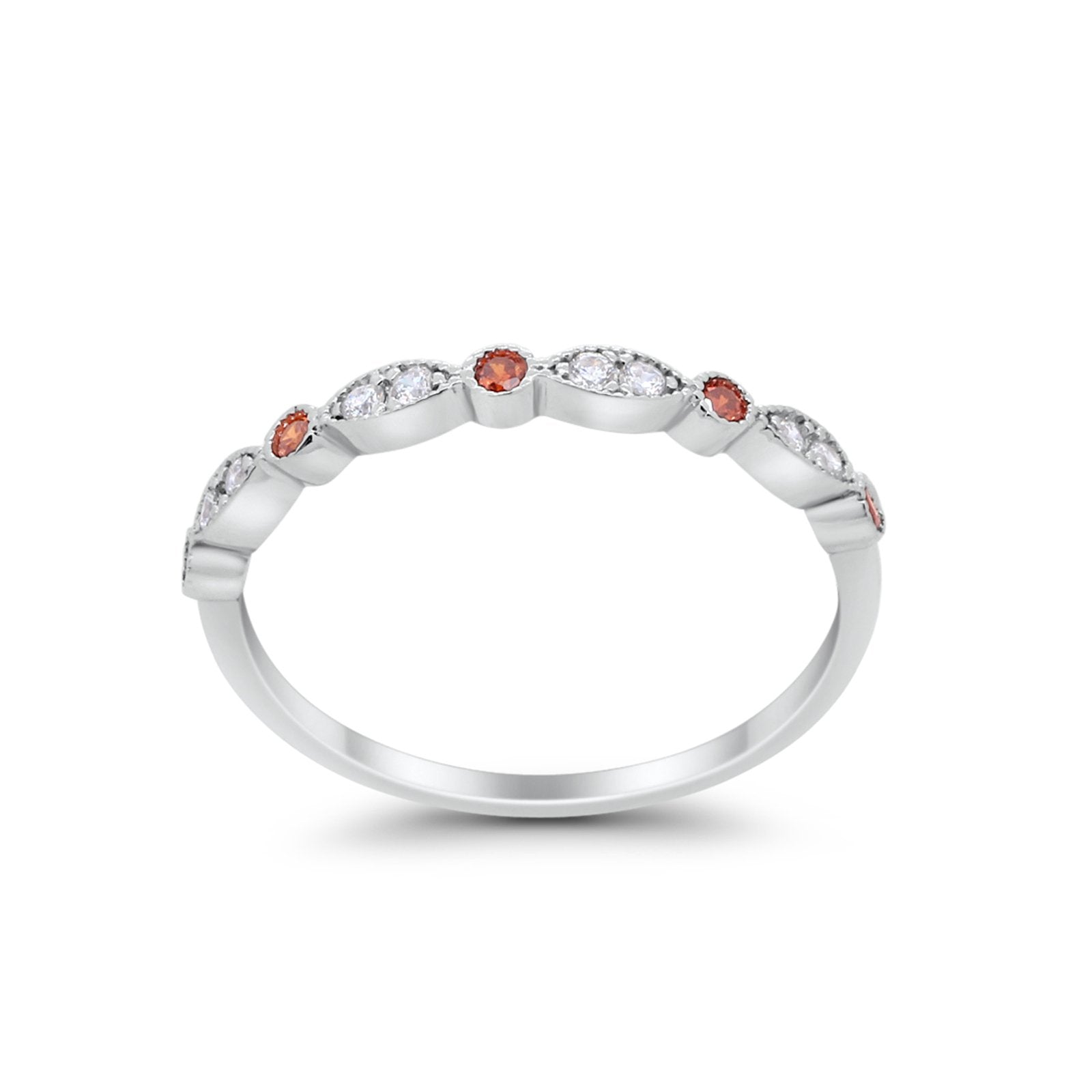 Half Eternity Wedding Ring Art Deco Simulated Cubic Zirconia 925 Sterling Silver