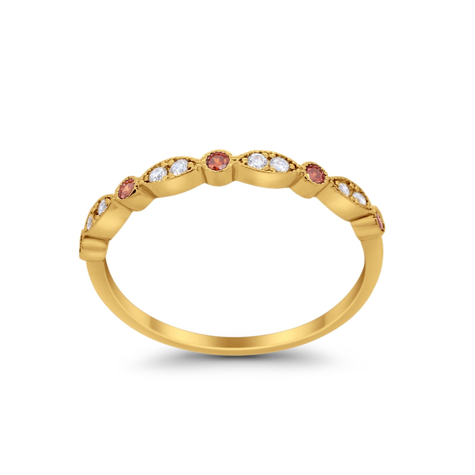 Half Eternity Wedding Ring Art Deco Simulated Cubic Zirconia 925 Sterling Silver