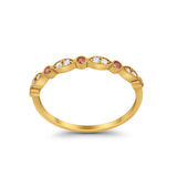 Half Eternity Wedding Ring Art Deco Simulated Cubic Zirconia 925 Sterling Silver