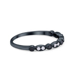 Half Eternity Wedding Ring Art Deco Simulated Cubic Zirconia 925 Sterling Silver