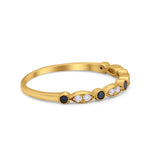 Half Eternity Wedding Ring Art Deco Simulated Cubic Zirconia 925 Sterling Silver