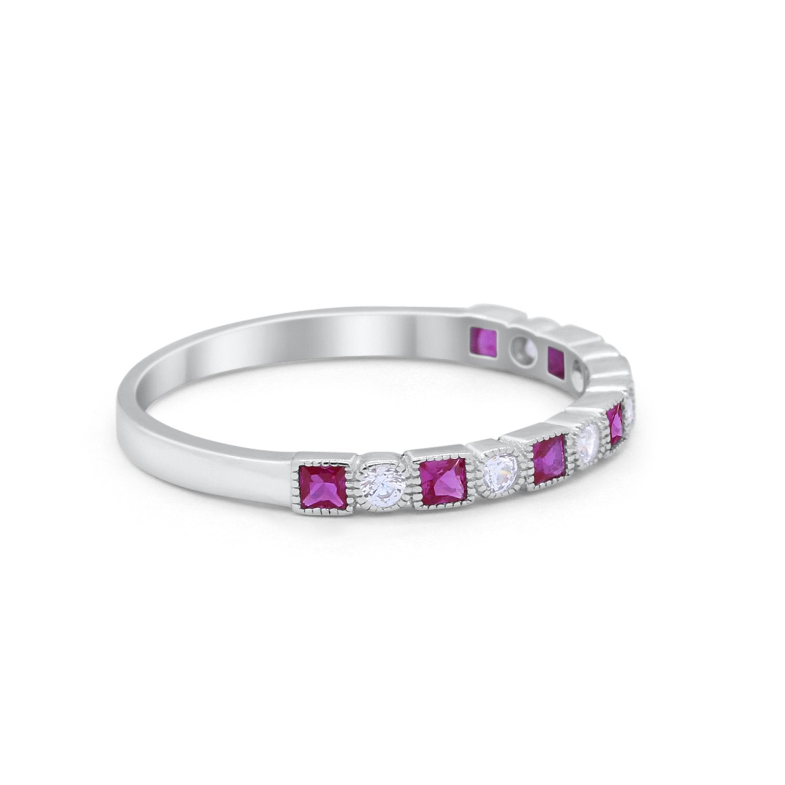 Half Eternity Art Deco Wedding Band for Ring Round 925 Sterling Silver