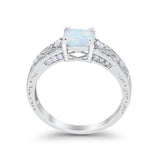 Art Deco Cushion Wedding Engagement Ring Round Cubic Zirconia 925 Sterling Silver