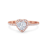 Halo Art Deco Heart Promise Ring Round Cubic Zirconia 925 Sterling Silver