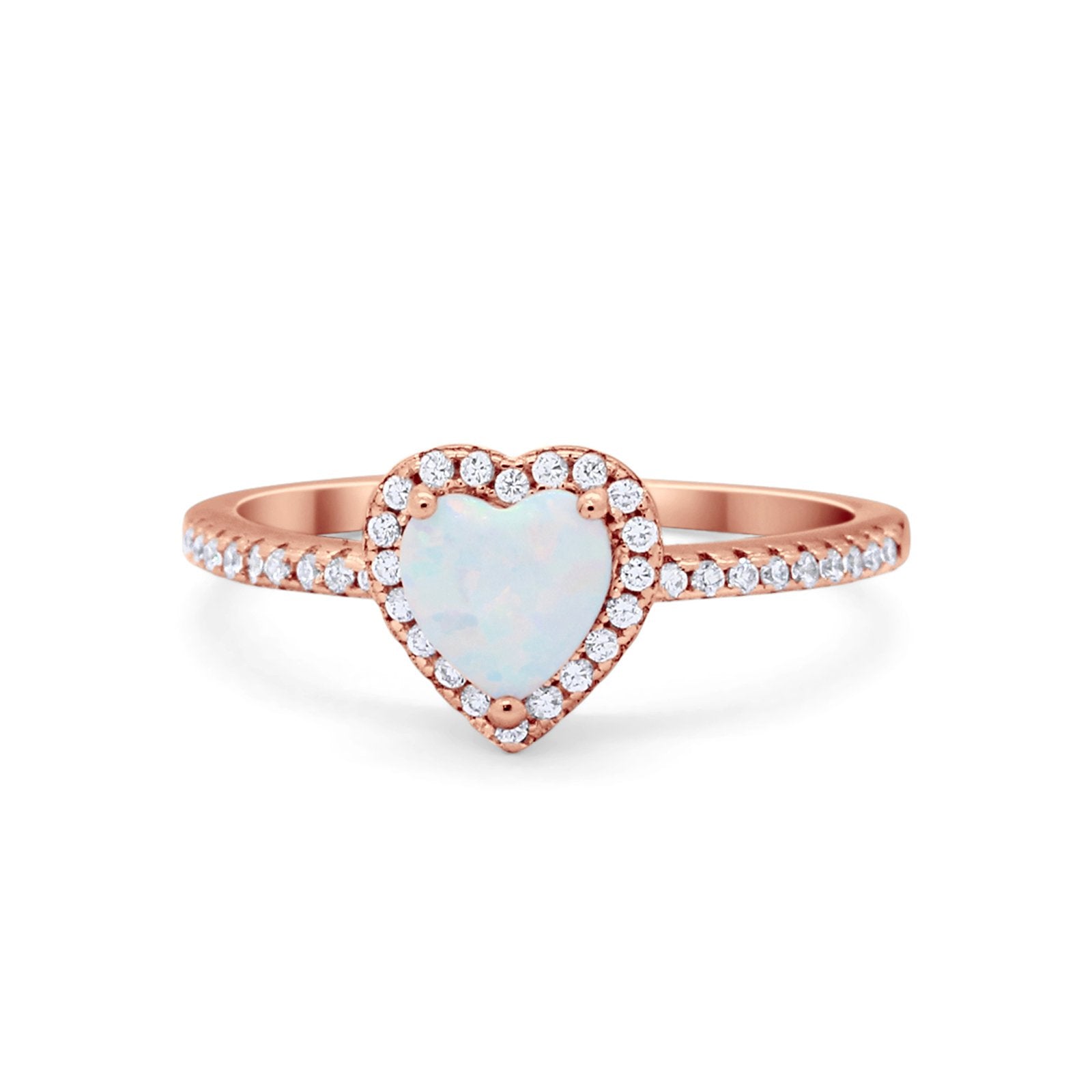 Halo Art Deco Heart Promise Ring Round Cubic Zirconia 925 Sterling Silver