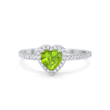 Halo Art Deco Heart Promise Ring Round Cubic Zirconia 925 Sterling Silver
