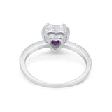 Halo Art Deco Heart Promise Ring Round Cubic Zirconia 925 Sterling Silver