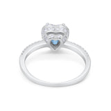 Halo Art Deco Heart Promise Ring Round Cubic Zirconia 925 Sterling Silver