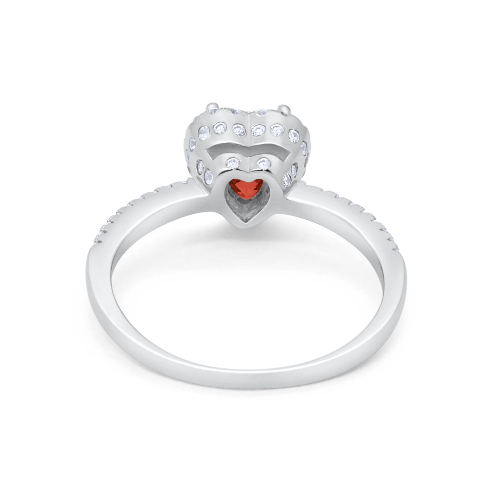 Halo Art Deco Heart Promise Ring Round Cubic Zirconia 925 Sterling Silver