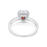 Halo Art Deco Heart Promise Ring Round Cubic Zirconia 925 Sterling Silver