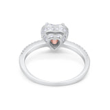 Halo Art Deco Heart Promise Ring Round Cubic Zirconia 925 Sterling Silver