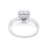 Halo Art Deco Heart Promise Ring Round Cubic Zirconia 925 Sterling Silver