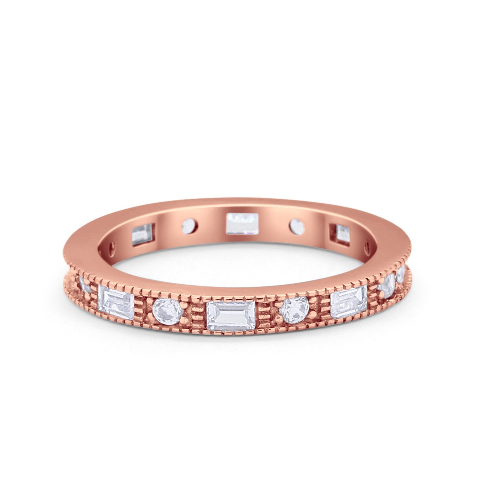 Full Eternity Art Deco Band Ring Wedding Band 925 Sterling Silver