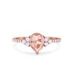 Teardrop Pear Wedding Ring Simulated Cubic Zirconia 925 Sterling Silver