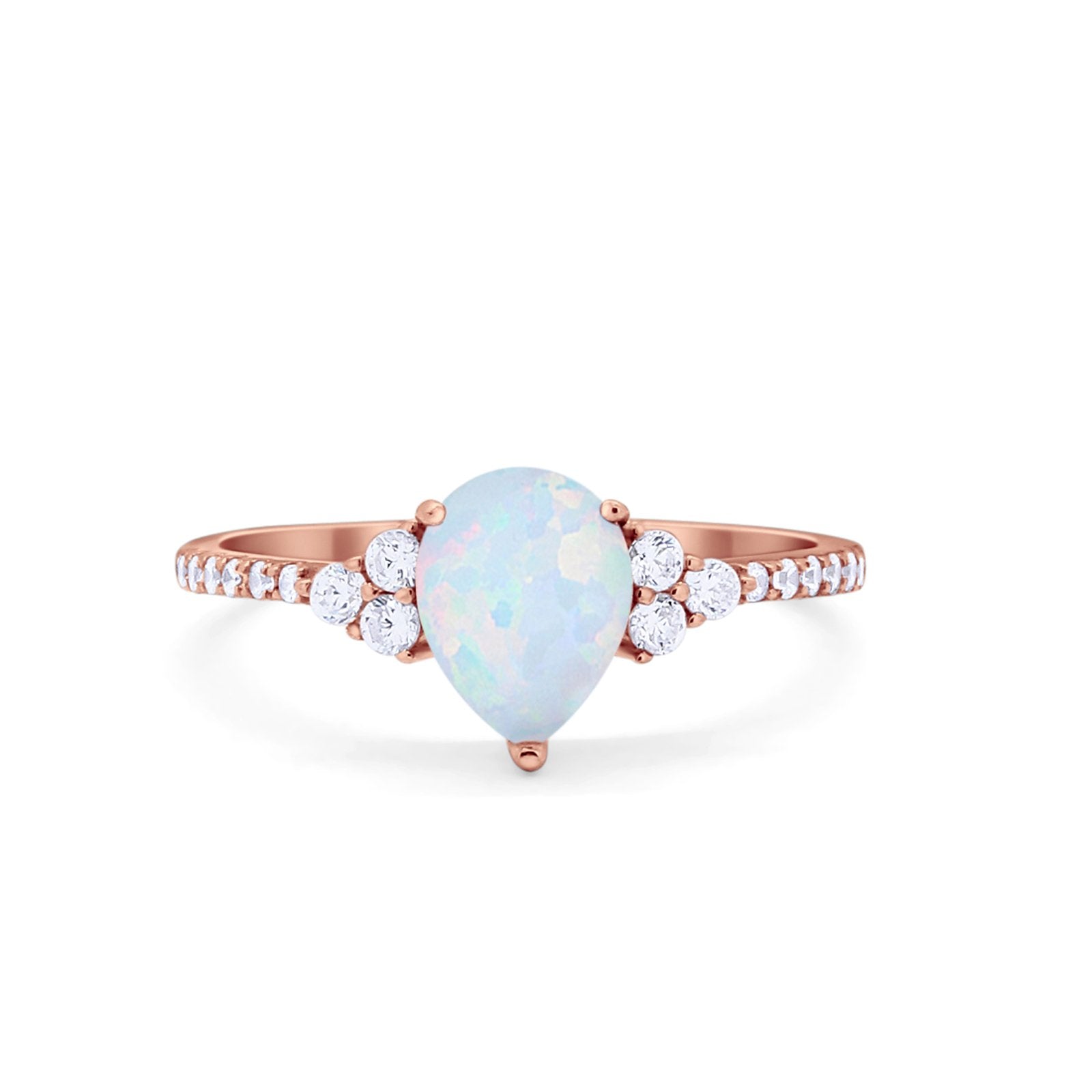 Teardrop Pear Wedding Ring Simulated Cubic Zirconia 925 Sterling Silver