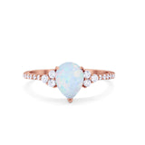 Teardrop Pear Wedding Ring Simulated Cubic Zirconia 925 Sterling Silver