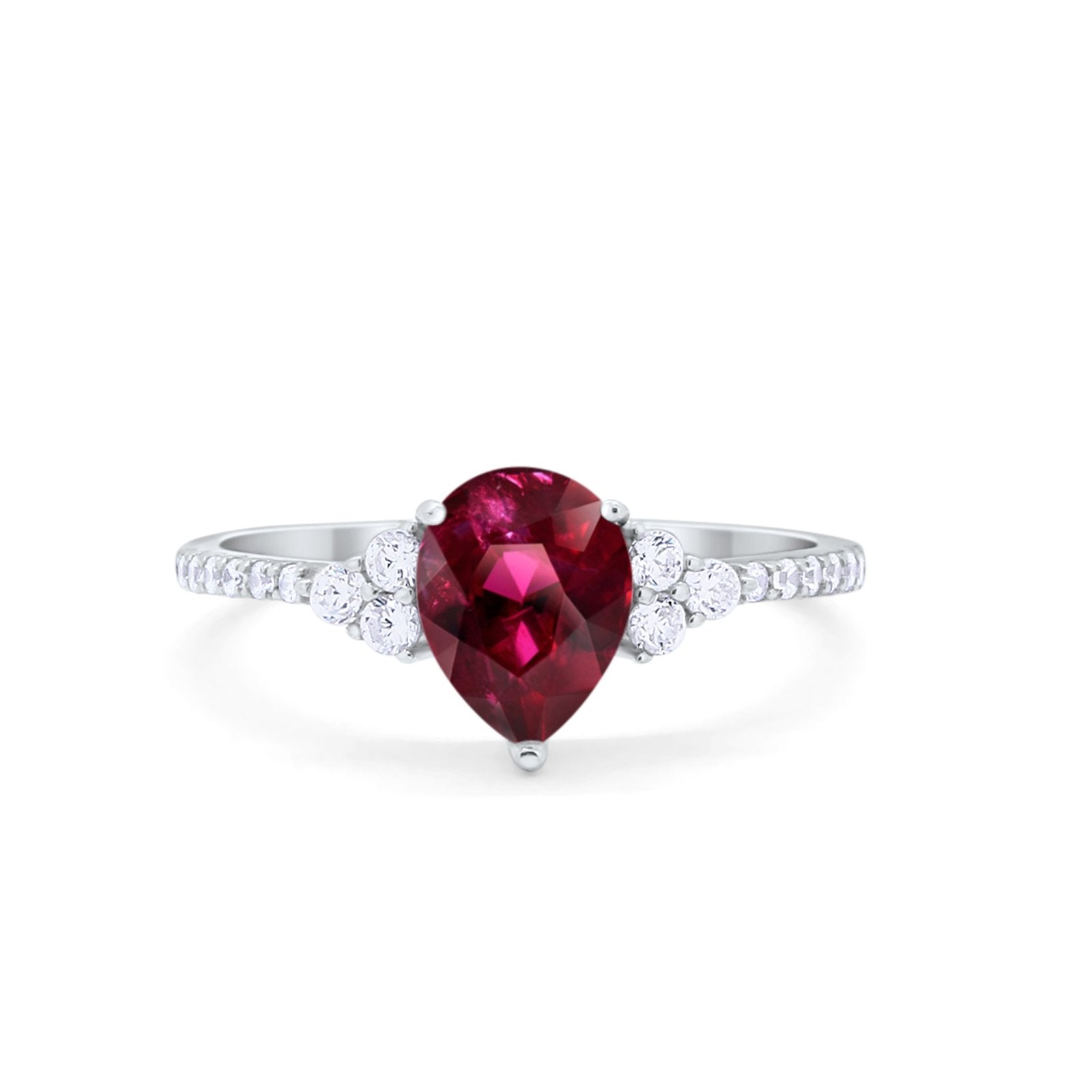 Teardrop Pear Wedding Ring Simulated Cubic Zirconia 925 Sterling Silver