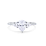 Teardrop Pear Wedding Ring Simulated Cubic Zirconia 925 Sterling Silver