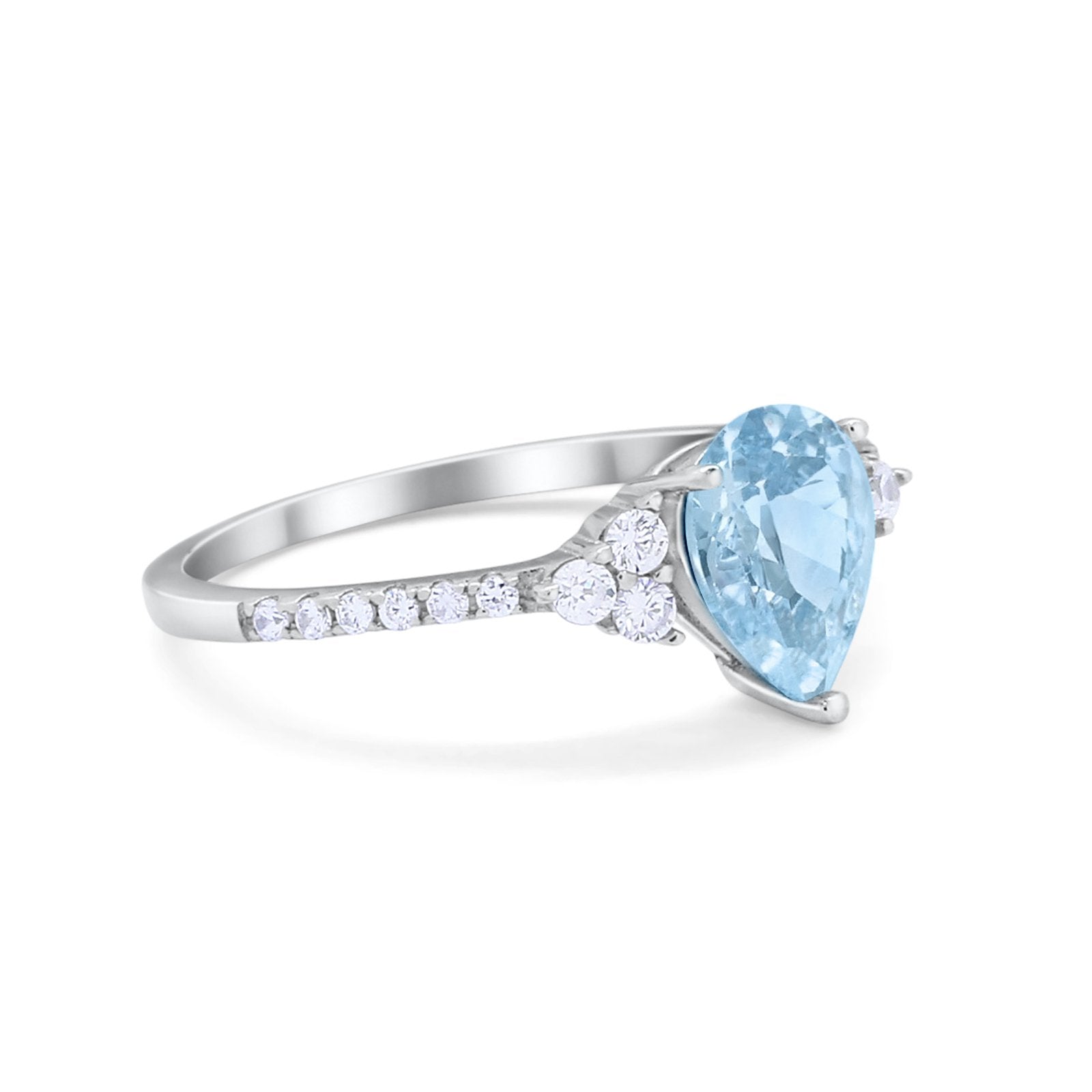 Teardrop Pear Wedding Ring Simulated Cubic Zirconia 925 Sterling Silver