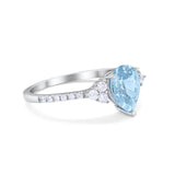 Teardrop Pear Wedding Ring Simulated Cubic Zirconia 925 Sterling Silver
