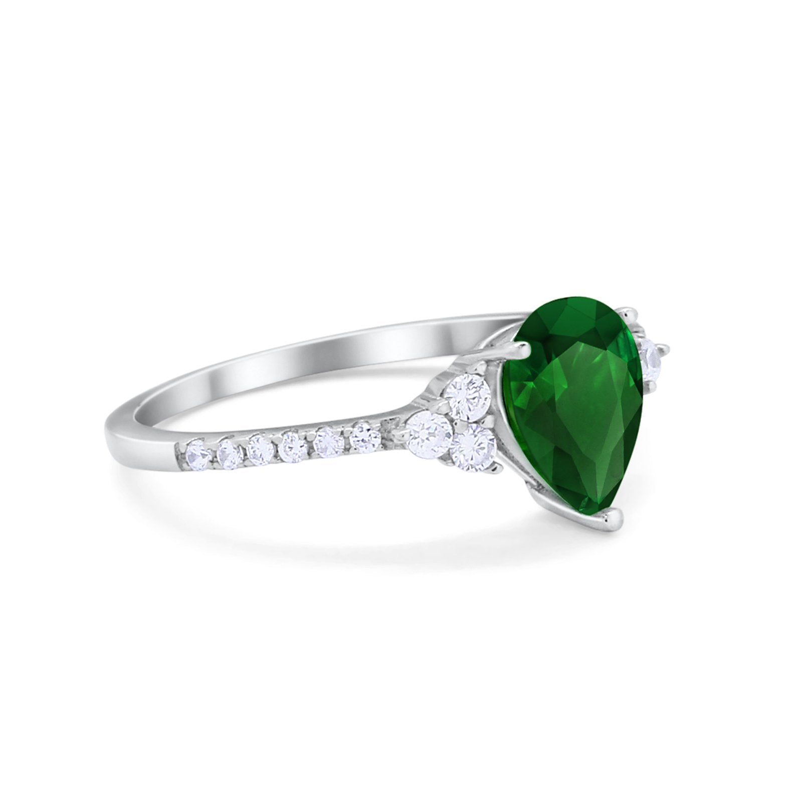 Teardrop Pear Wedding Ring Simulated Cubic Zirconia 925 Sterling Silver