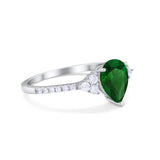 Teardrop Pear Wedding Ring Simulated Cubic Zirconia 925 Sterling Silver