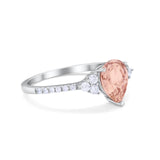 Teardrop Pear Wedding Ring Simulated Cubic Zirconia 925 Sterling Silver