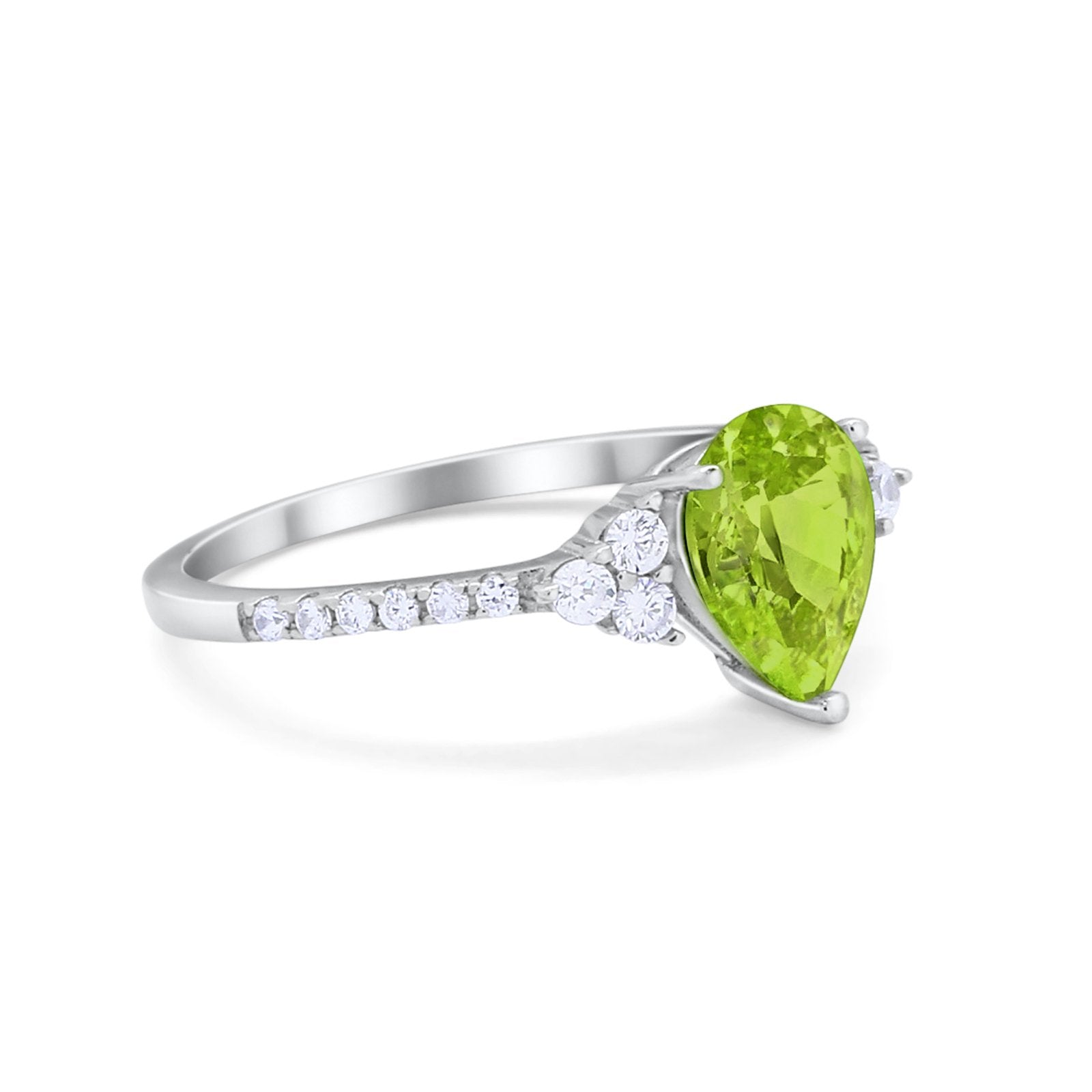 Teardrop Pear Wedding Ring Simulated Cubic Zirconia 925 Sterling Silver