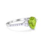 Teardrop Pear Wedding Ring Simulated Cubic Zirconia 925 Sterling Silver