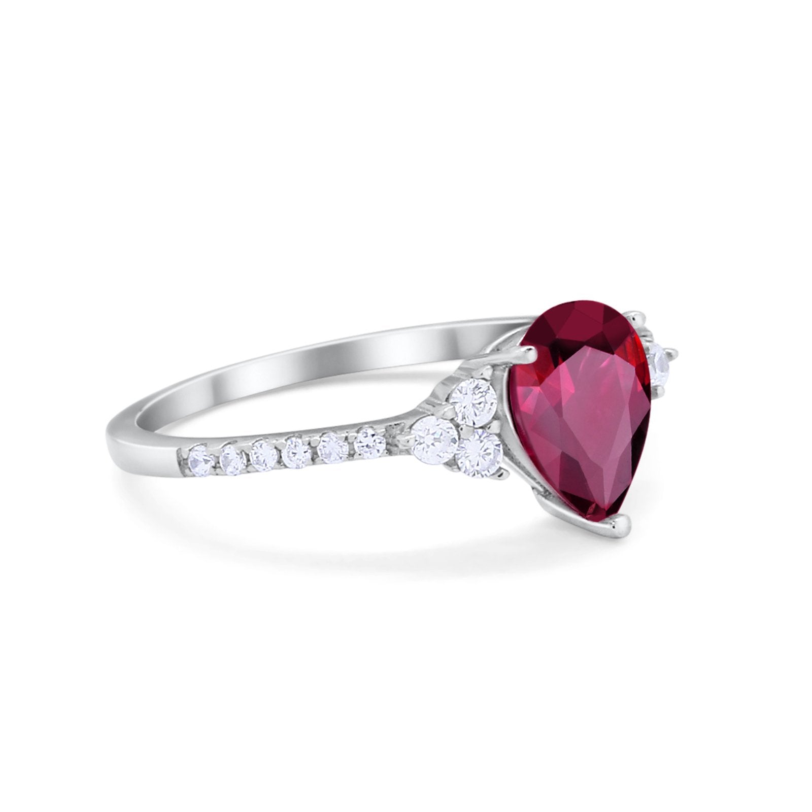 Teardrop Pear Wedding Ring Simulated Cubic Zirconia 925 Sterling Silver