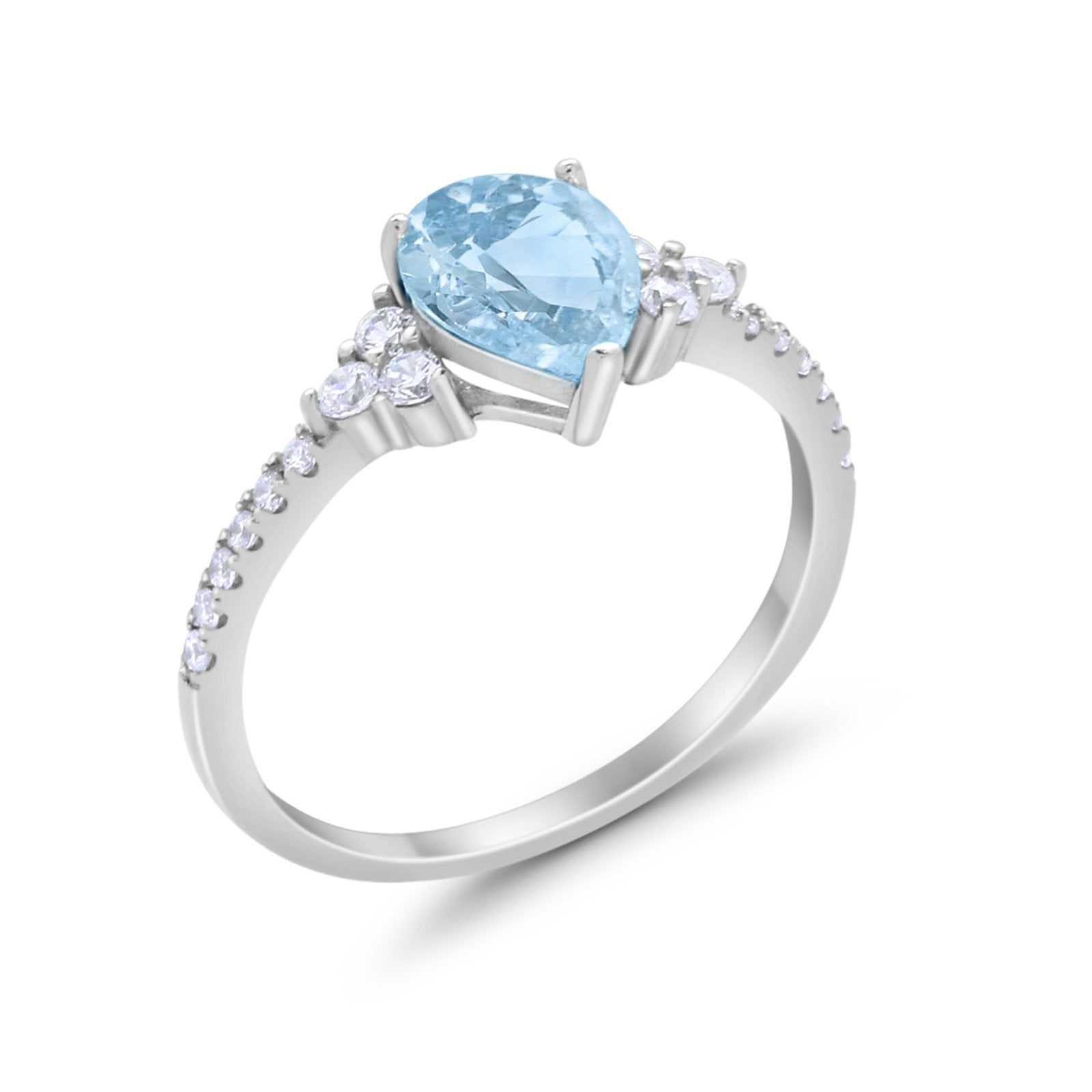 Teardrop Pear Wedding Ring Simulated Cubic Zirconia 925 Sterling Silver