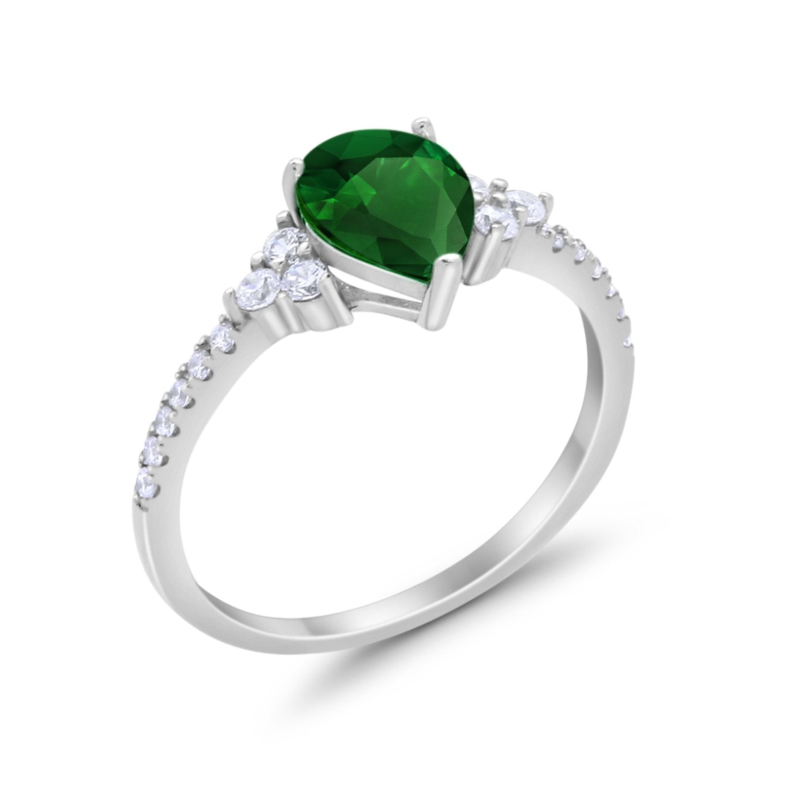 Teardrop Pear Wedding Ring Simulated Cubic Zirconia 925 Sterling Silver