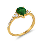 Teardrop Pear Wedding Ring Simulated Cubic Zirconia 925 Sterling Silver