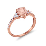 Teardrop Pear Wedding Ring Simulated Cubic Zirconia 925 Sterling Silver
