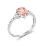 Teardrop Pear Wedding Ring Simulated Cubic Zirconia 925 Sterling Silver