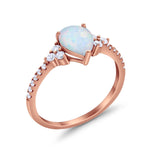 Teardrop Pear Wedding Ring Simulated Cubic Zirconia 925 Sterling Silver