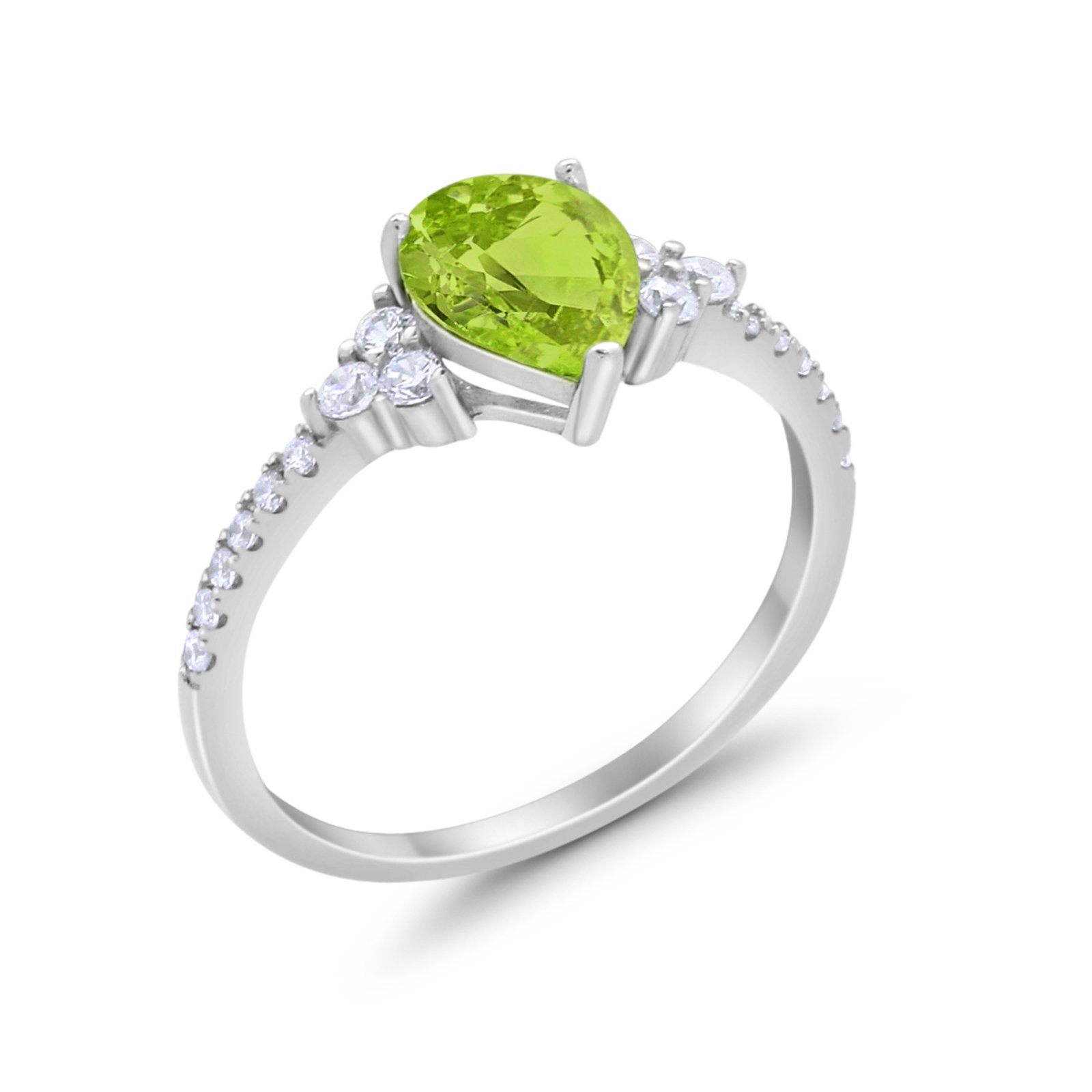 Teardrop Pear Wedding Ring Simulated Cubic Zirconia 925 Sterling Silver