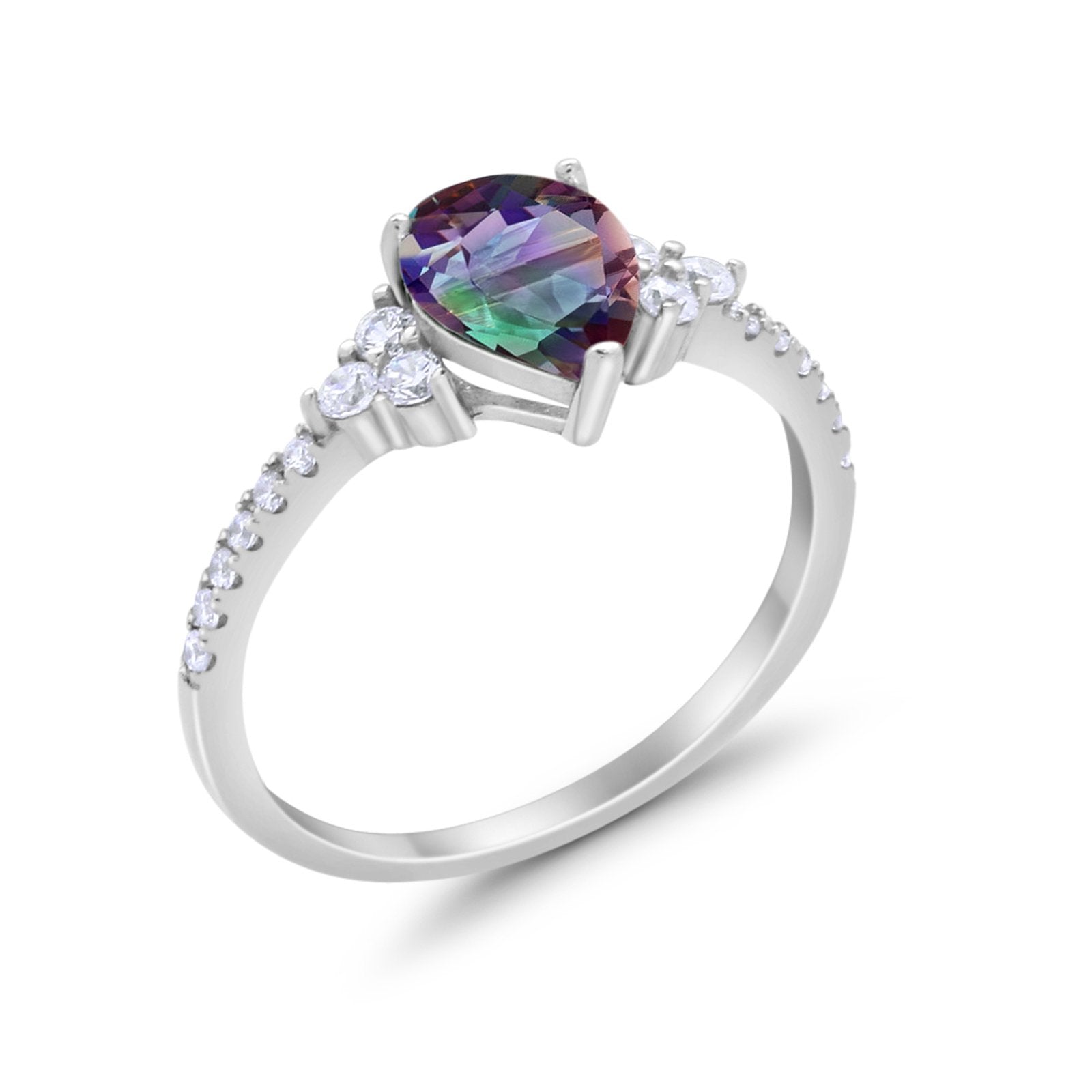 Teardrop Pear Wedding Ring Simulated Cubic Zirconia 925 Sterling Silver
