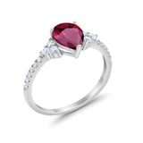 Teardrop Pear Wedding Ring Simulated Cubic Zirconia 925 Sterling Silver