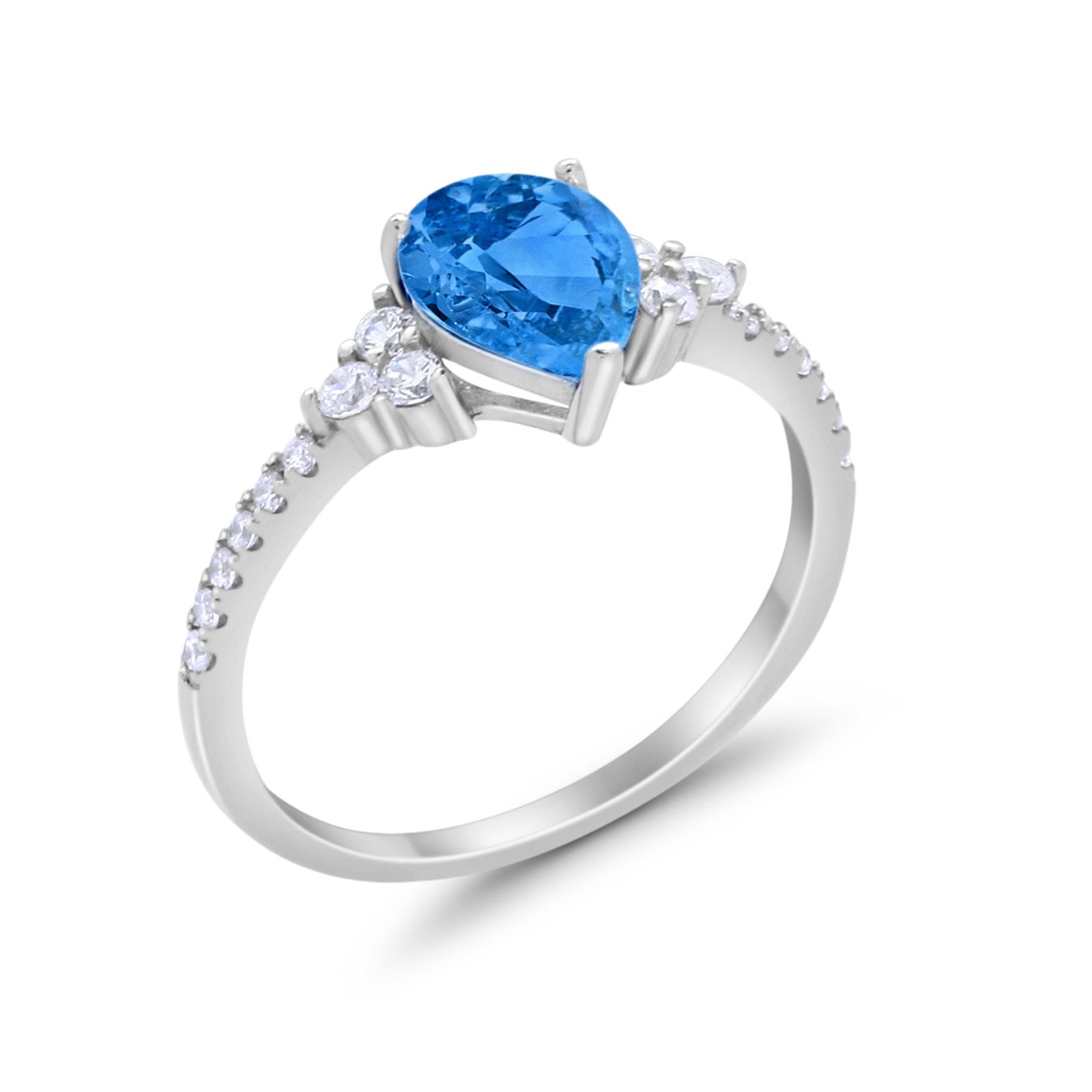 Teardrop Pear Wedding Ring Simulated Cubic Zirconia 925 Sterling Silver