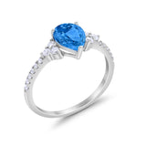 Teardrop Pear Wedding Ring Simulated Cubic Zirconia 925 Sterling Silver