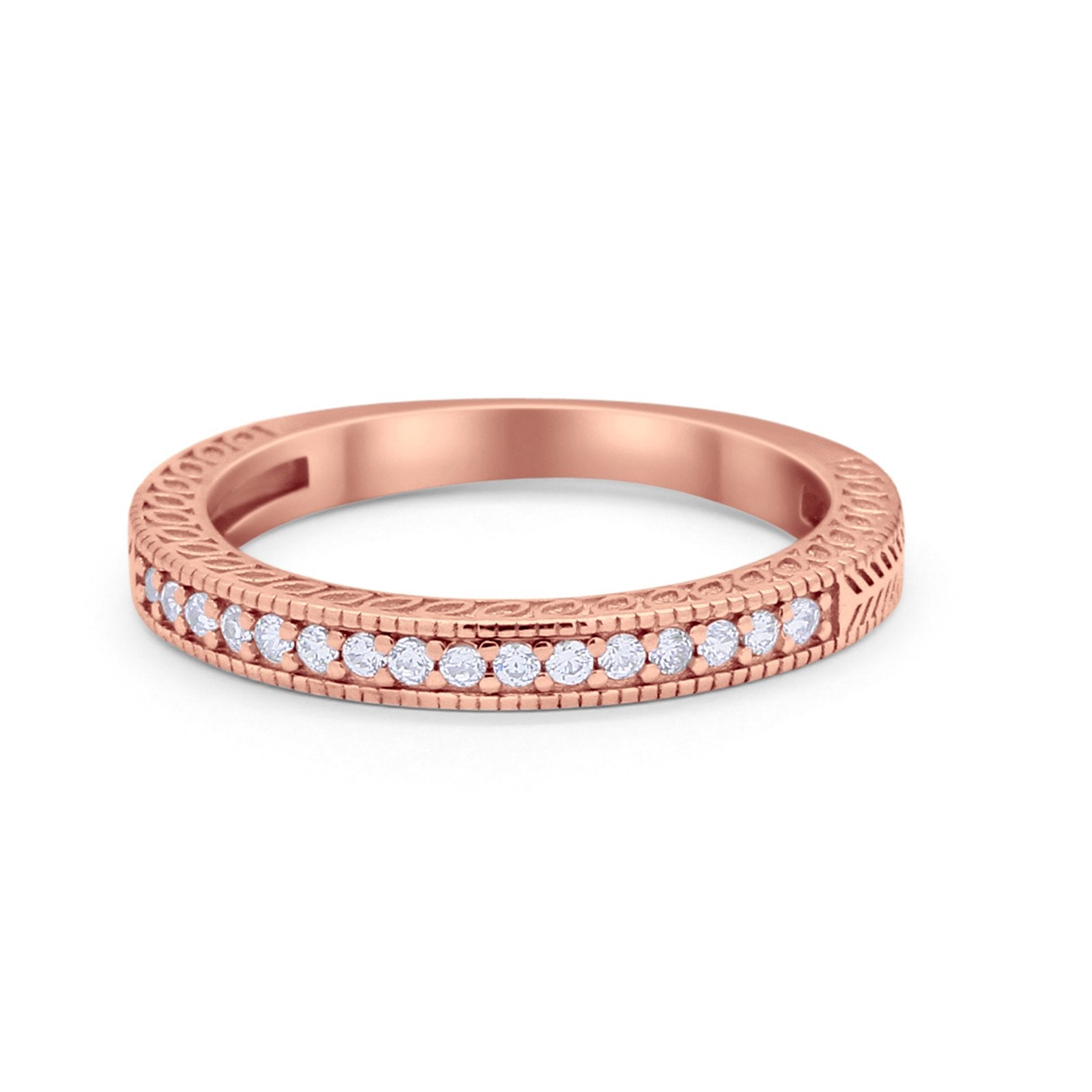 Half Eternity Wedding Band Ring Round 925 Sterling Silver