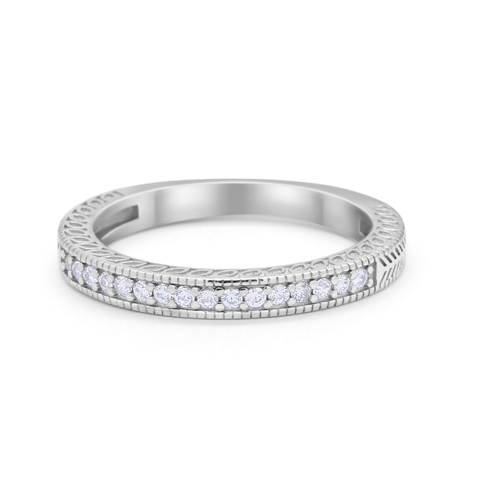 Half Eternity Wedding Band Ring Round 925 Sterling Silver