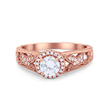 Vintage Style Halo Wedding Ring Simulated Cubic Zirconia 925 Sterling Silver